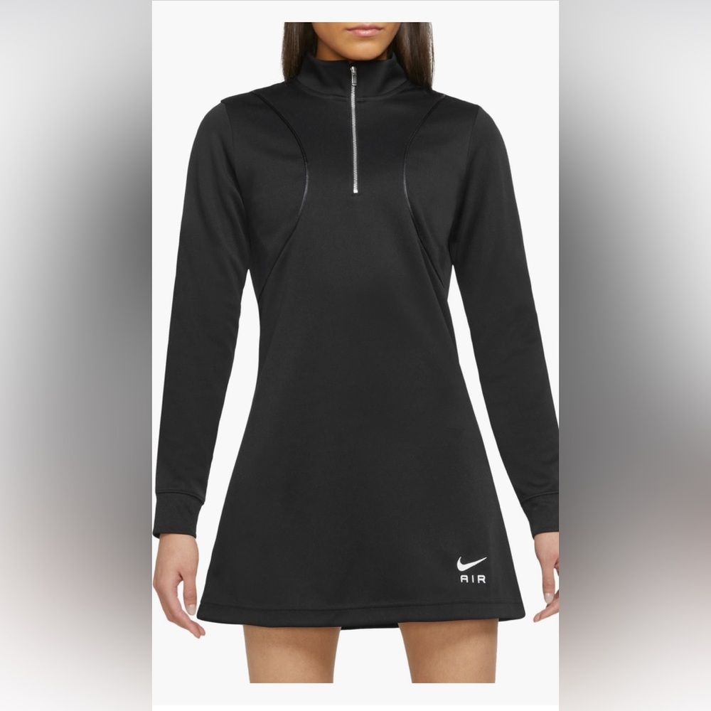 Nike Women Sportswear Air Long sleeve Dress in Black Black & White, Zip Top NWT